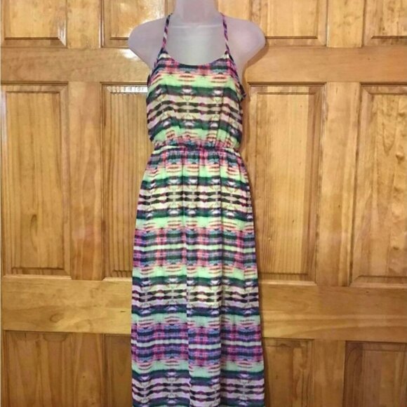 No Boundaries Tie Dye Floor Length Maxi Elastic Waist Sundress Dress3 - 5 Small - Picture 3 of 16